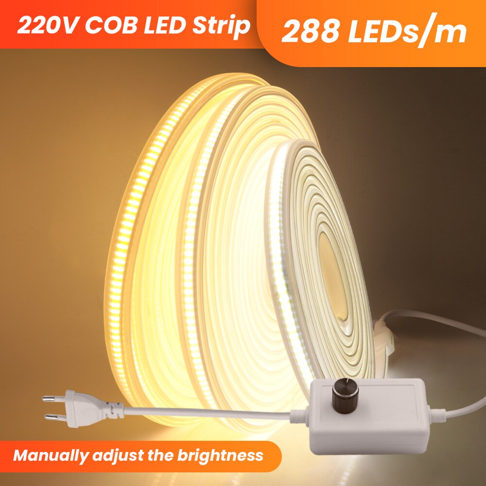   COB LED Ʈ AC 220V EU 288Leds, m  ..